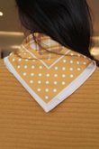 Plaid & Polka Border Triangle Silk Neckerchief Dijon